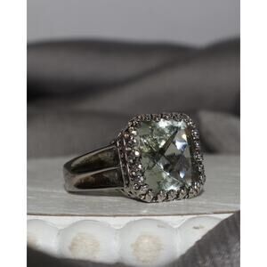 Sterling Silver Green Quartz Ring 8.17G / Sz 7